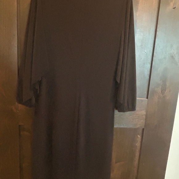 Ralph Lauren Black Ruched Sheath Dress 3/4 Dolman Sleeves - Picture 4 of 6